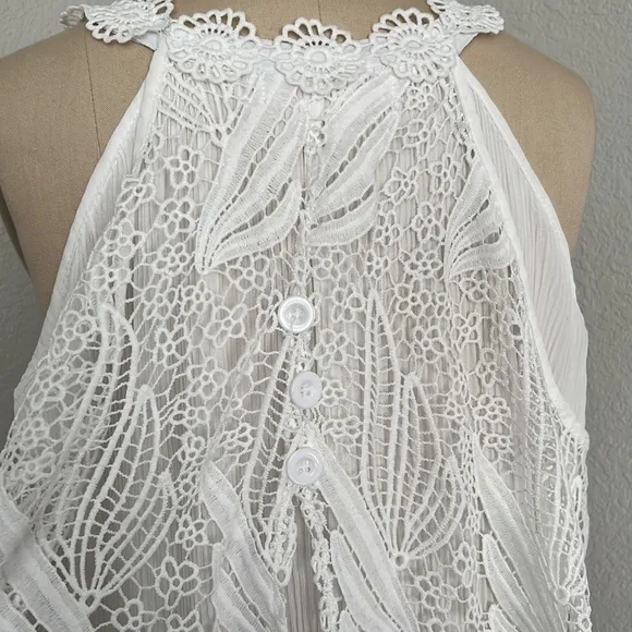 PRETTY ANGEL TUNIC TANK CROCHET VINTAGE DRESS white size Large