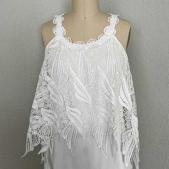PRETTY ANGEL TUNIC TANK CROCHET VINTAGE DRESS white size Large