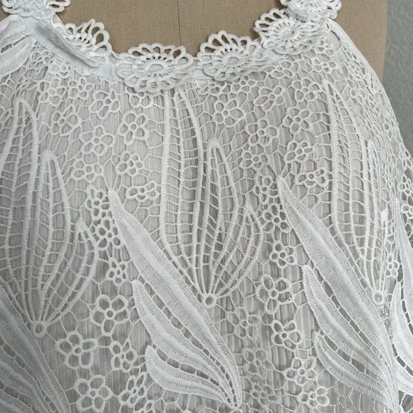PRETTY ANGEL TUNIC TANK CROCHET VINTAGE DRESS white size Large