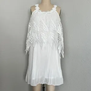 PRETTY ANGEL TUNIC TANK CROCHET VINTAGE DRESS white size Large