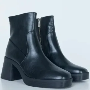 Princess Polly Black Leather Ankle Boots