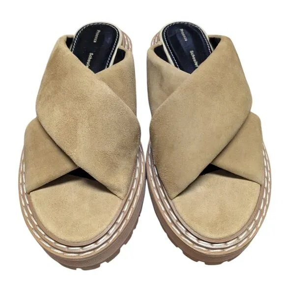 Proenza Schouler Suede Lug-Sole Platform Sandals 40