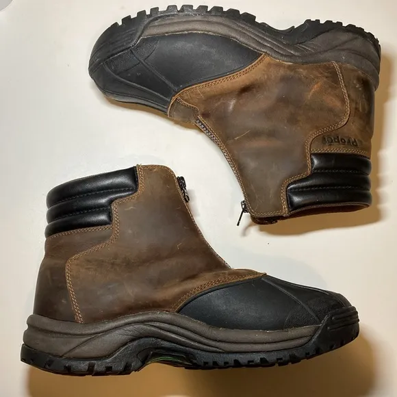 Propet Blizzard Zippered Snow Men's 9.5 XX 5E Brown Black Thinsulate M3792 BRB