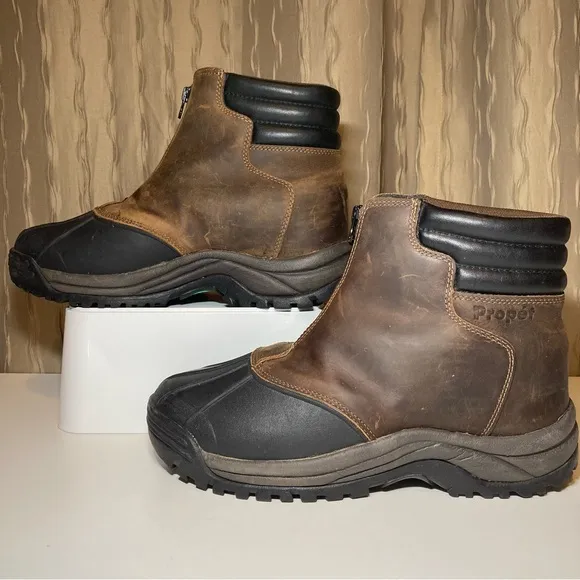 Propet Blizzard Zippered Snow Men's 9.5 XX 5E Brown Black Thinsulate M3792 BRB