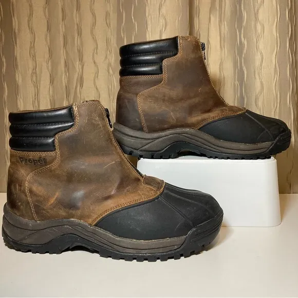 Propet Blizzard Zippered Snow Men's 9.5 XX 5E Brown Black Thinsulate M3792 BRB