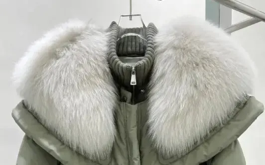 Puffer Jacket Real Fox Fur Collar