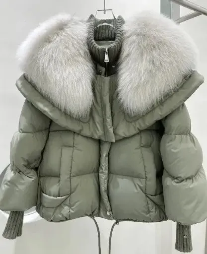 Puffer Jacket Real Fox Fur Collar