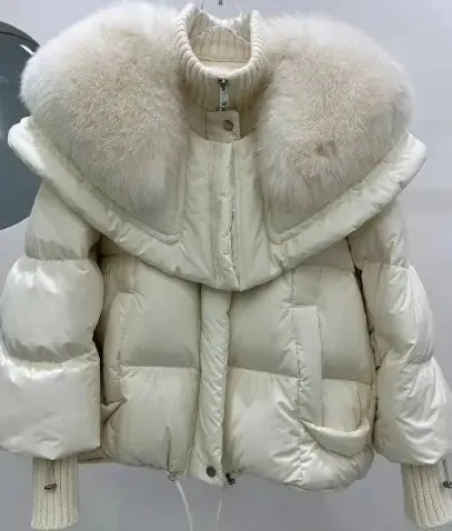 Puffer Jacket Real Fox Fur Collar