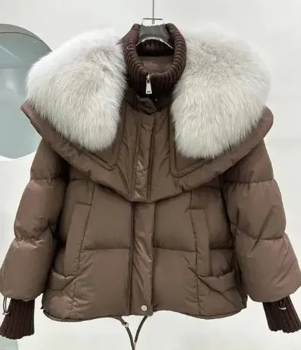 Puffer Jacket Real Fox Fur Collar