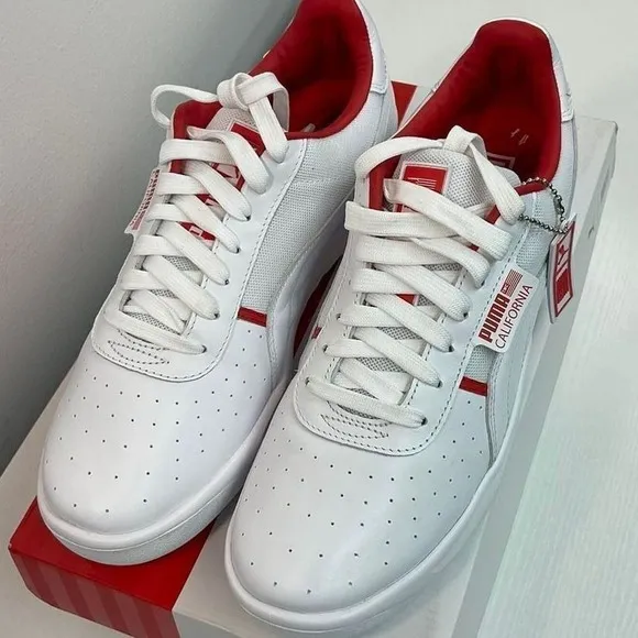 Puma California TMC Nipsey Hussle White Red Sneakers Casual Shoes Size 10