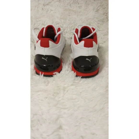 Puma Mens White Athletic Shoes With Red &amp; Black Accents sz 7