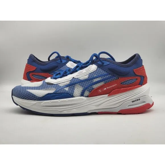 Puma Nitro BMW Running Shoes Size  10.5 Blue &amp; Red Mesh 307703 02