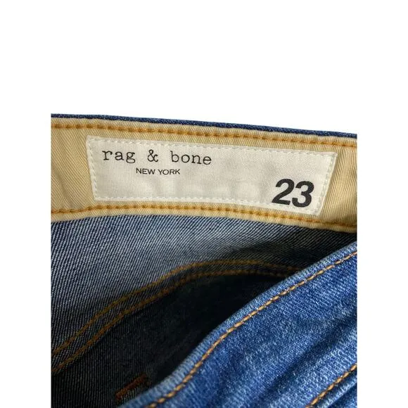 Rag &amp; Bone Rosa Mid Rise Boyfriend Ankle Jeans Button Fly Medium Wash Stowe 23
