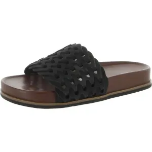 Rag &amp; Bone Womens Bailey Black Leather Cut-Out Slide Sandals Shoes New