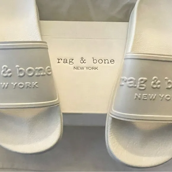 Rag &amp; Bone Women's White Sandals Shoes RB Pool Slides US Size 9 New With Box