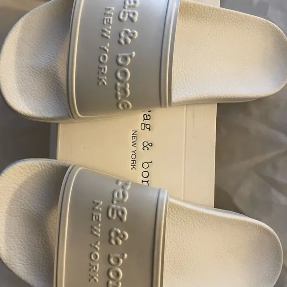 Rag &amp; Bone Women's White Sandals Shoes RB Pool Slides US Size 9 New With Box