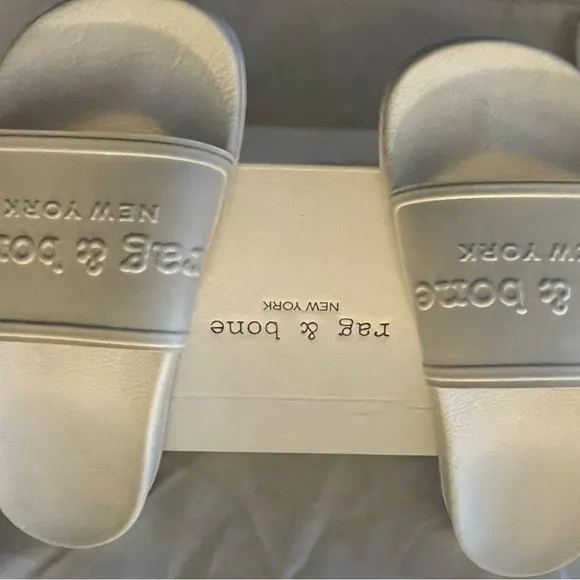 Rag &amp; Bone Women's White Sandals Shoes RB Pool Slides US Size 9 New With Box
