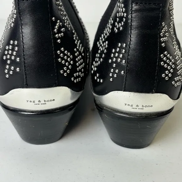 Rag and Bone Westin Studded Black Leather Ankle Boots