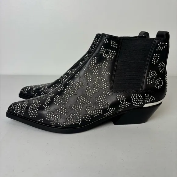 Rag and Bone Westin Studded Black Leather Ankle Boots