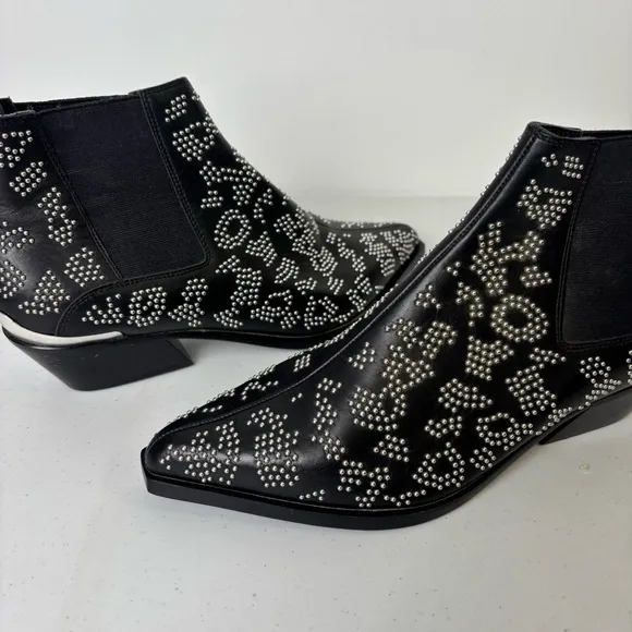 Rag and Bone Westin Studded Black Leather Ankle Boots