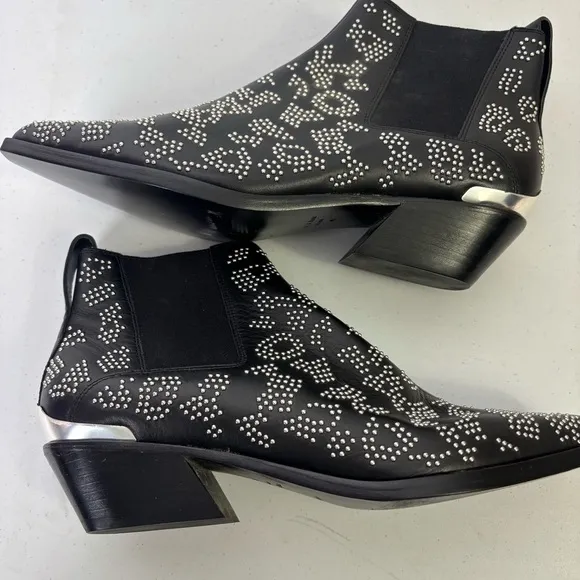 Rag and Bone Westin Studded Black Leather Ankle Boots