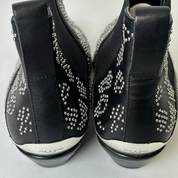 Rag and Bone Westin Studded Black Leather Ankle Boots