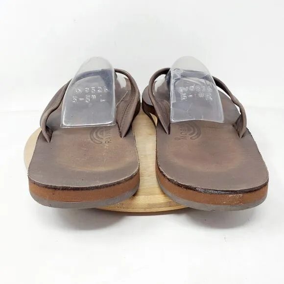 Rainbow Sandals Mens 14 Single Layer Arch 1&quot; Flip Flop Brown Leather Thong Shoes
