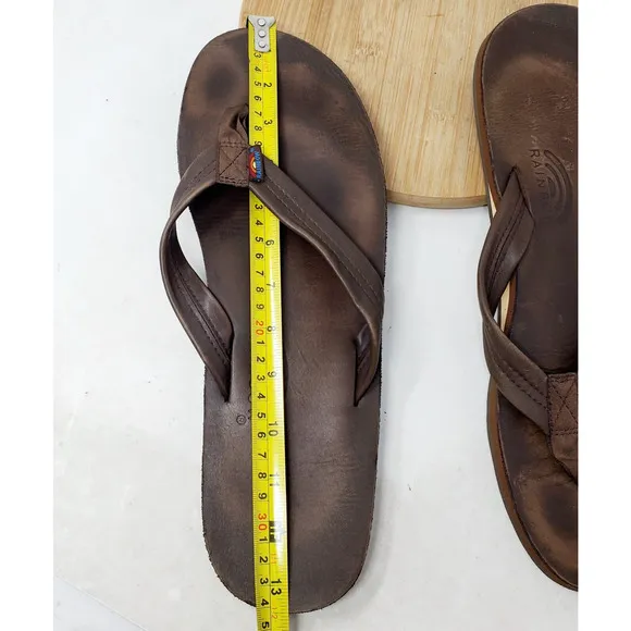 Rainbow Sandals Mens 14 Single Layer Arch 1&quot; Flip Flop Brown Leather Thong Shoes