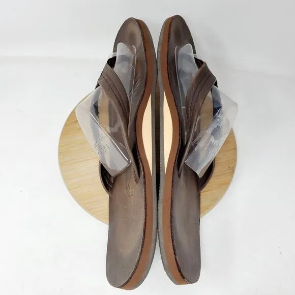 Rainbow Sandals Mens 14 Single Layer Arch 1&quot; Flip Flop Brown Leather Thong Shoes
