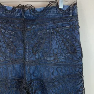 Rare HTF Vintage Alberto Makali Abstract Denim Jeans With Lace Wearable Art