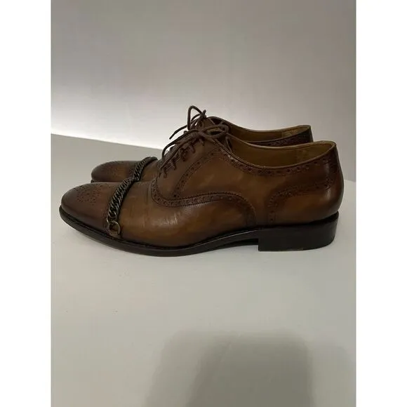 Rare Taft Grail Brown Leather Dress Shoes Men 42‎ US 9 Lace Up Chain Spain
