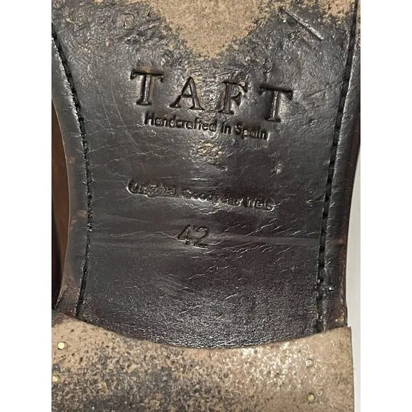 Rare Taft Grail Brown Leather Dress Shoes Men 42‎ US 9 Lace Up Chain Spain