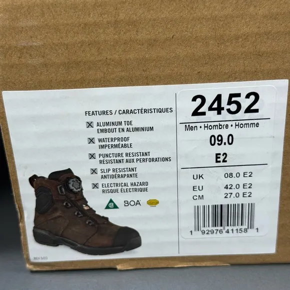Red Wing 2452 Exos Lite 6” Waterproof Safety Toe Boots BOA men’s size 9