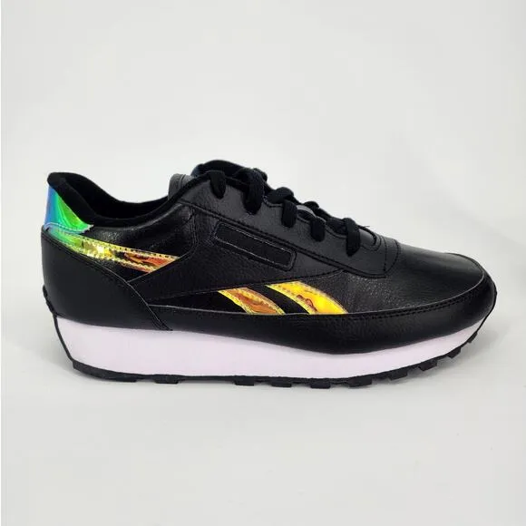 Reebok Black Leather/Holographic Low Trainers Women's Size 9
