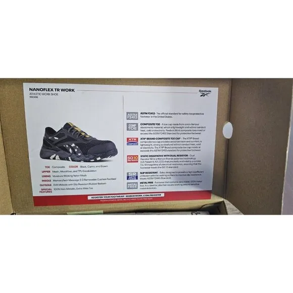 Reebok Work Nanoflex TR Athletic Work Shoe SD10 Comp Toe Size: 6W