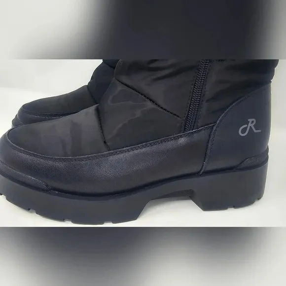 Religious Comfort Dime Black Quilted Nylon Double Zip Boots Size 8