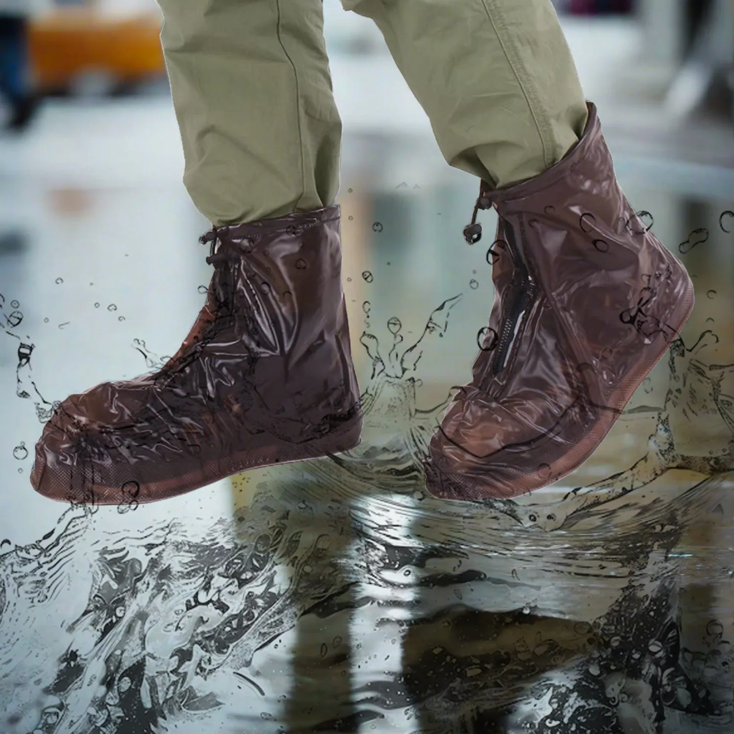 Reusable Waterproof Plastic Shoes Covers for Rain (1 Pair)