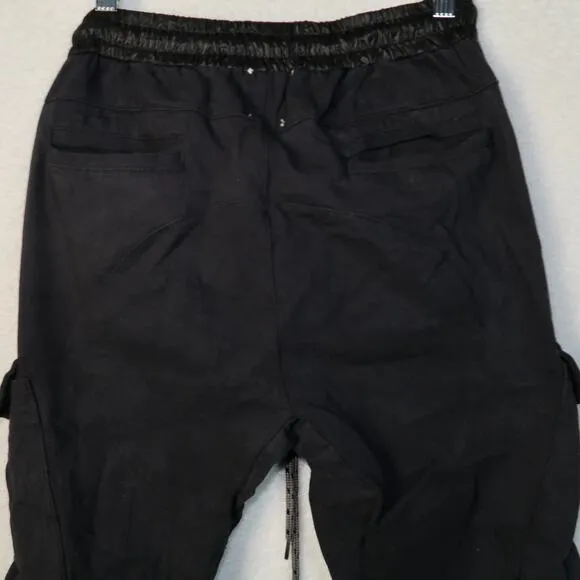 Richie Le Men's Cotton Blend Tapered Slim Cargo Pants Black Small Gorpcore