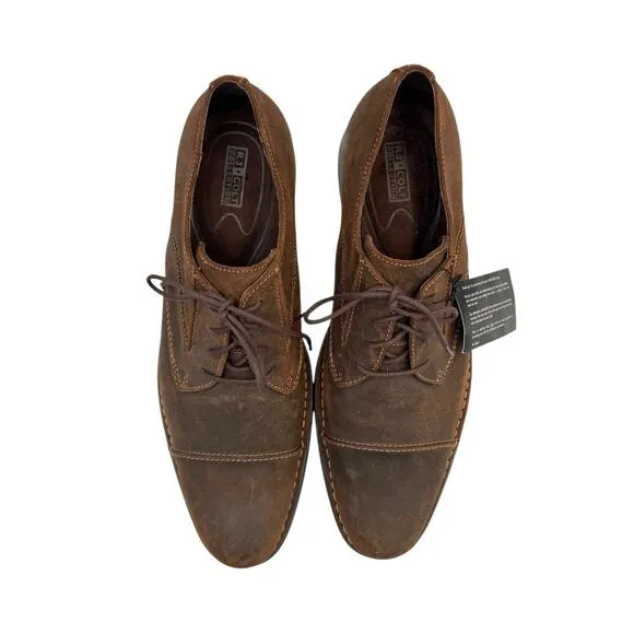 RJ Colt NWOB Allnight Brown Nubuck Leather Wingtip Lace Up Oxford Dress Shoes