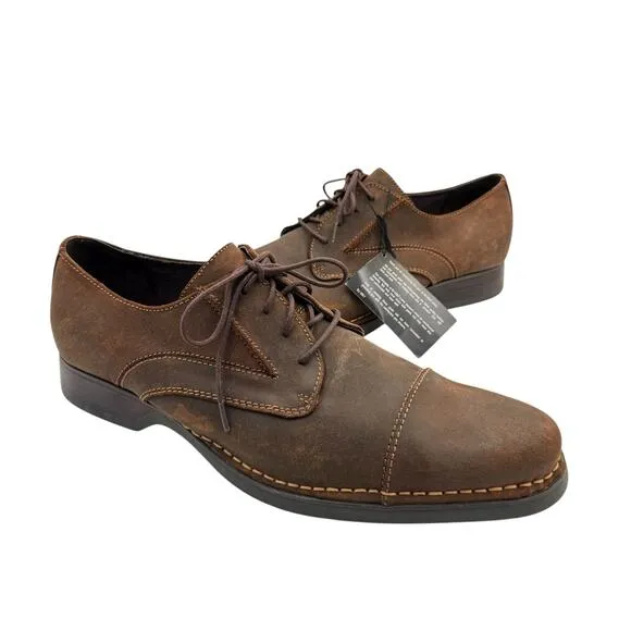 RJ Colt NWOB Allnight Brown Nubuck Leather Wingtip Lace Up Oxford Dress Shoes