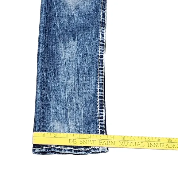 ROCK REVIVAL Leni Jeans Women's 27 Straight Leg Distressed Embellished Bling