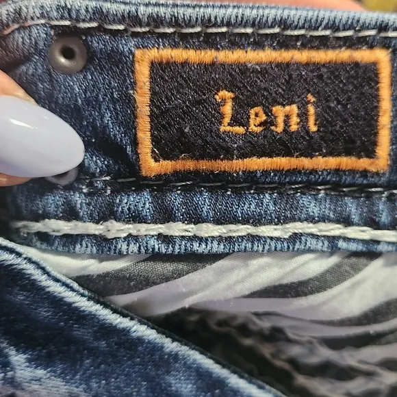 ROCK REVIVAL Leni Jeans Women's 27 Straight Leg Distressed Embellished Bling