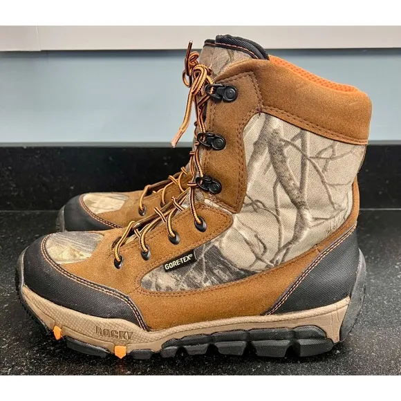 Rocky Boots Primaloft Camo Gore Tex 4776 400 Gram Insulation 8&quot; Mens Size 10.5