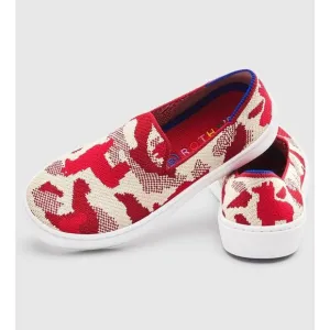 Rothy’s The Kid Red Llama Camo Slip On Sneaker Shoes  Size 12