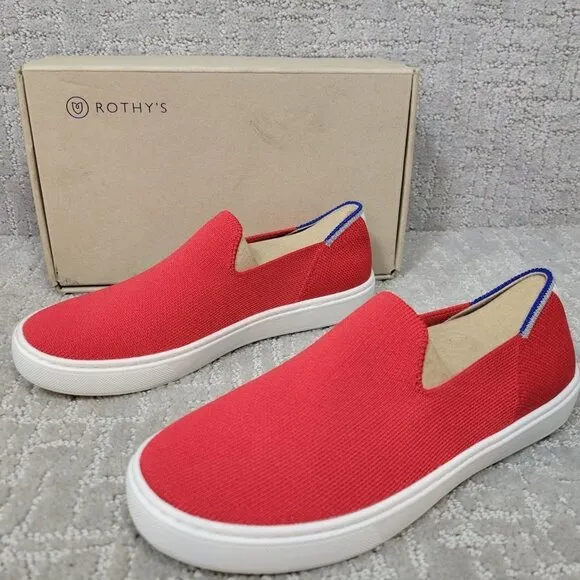 Rothy's The Kids Sneaker Red Lollipop Slip On Shoes Big Kids Size 3, 4