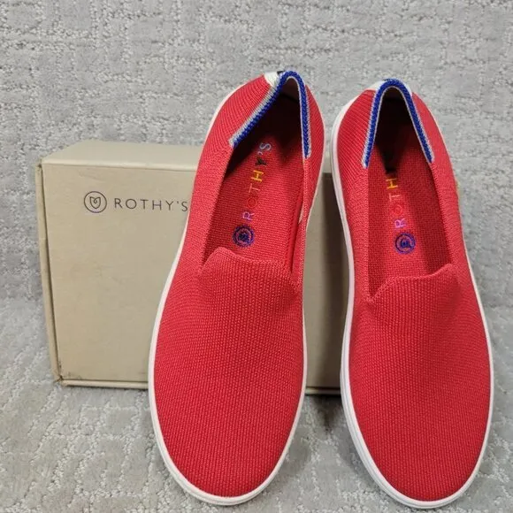 Rothy's The Kids Sneaker Red Lollipop Slip On Shoes Big Kids Size 3, 4