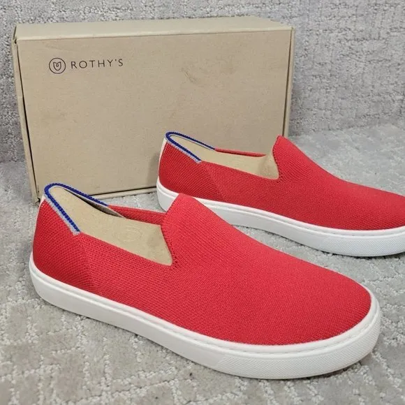 Rothy's The Kids Sneaker Red Lollipop Slip On Shoes Big Kids Size 3, 4