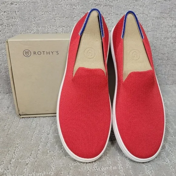 Rothy's The Kids Sneaker Red Lollipop Slip On Shoes Big Kids Size 3, 4
