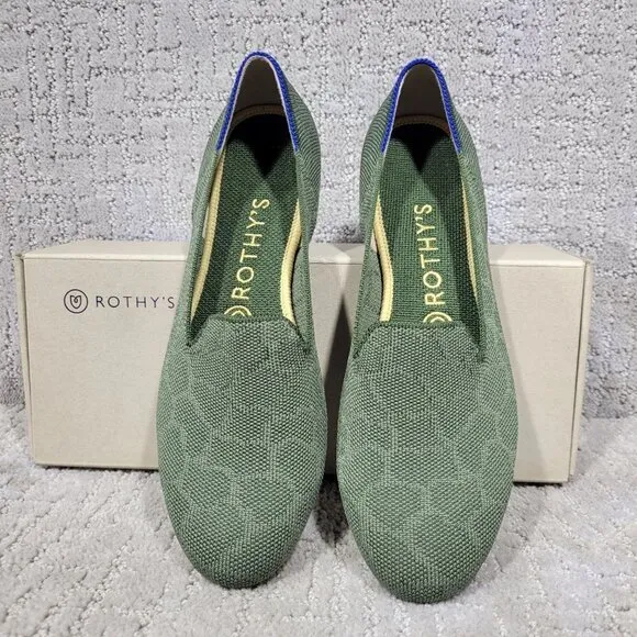 Rothys The Loafer Green Safari Round Toe Slip on Shoes Women's Multiple Sizes