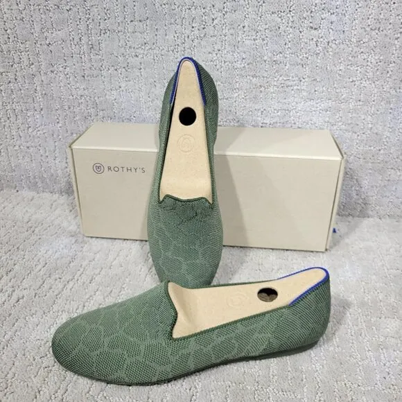 Rothys The Loafer Green Safari Round Toe Slip on Shoes Women's Multiple Sizes